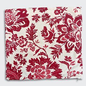 Pottery Barn Crimson Red Cream Floral 18x18 Pillow Cover Square Linen Blend Boho